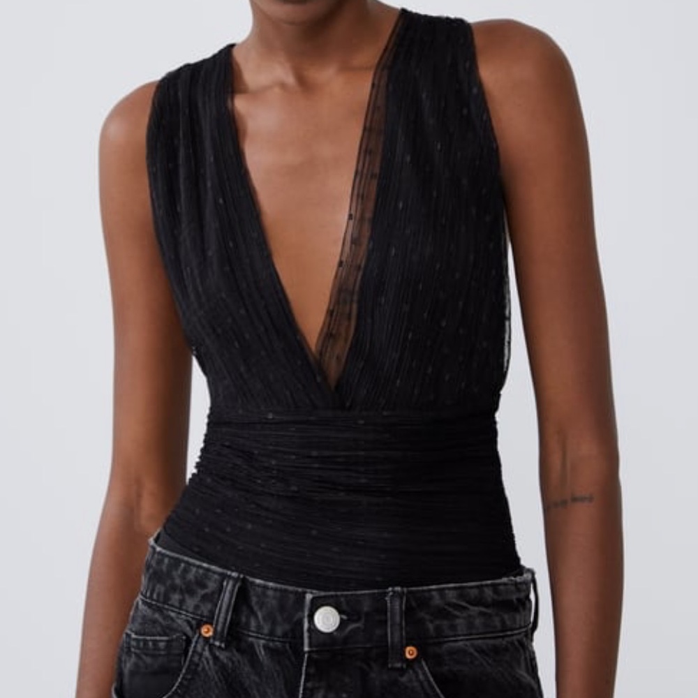 Zara Mesh Polkadot Bodysuit